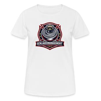 Schlauchmanagement Emblem - Frauen T-Shirt atmungsaktiv - Weiß - Vorne - AI Model Female 172 dark (172cm)
