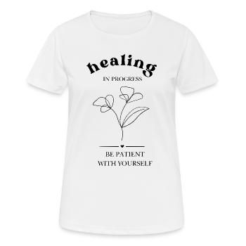 Filigree floral silhouette healing - Women's Breathable T-Shirt - white - Front - AI Model Female 172 dark (172cm)