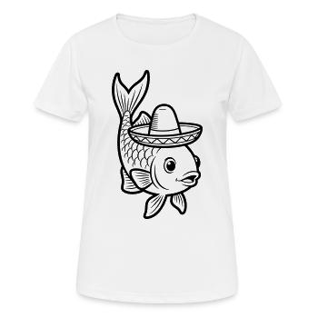 fish sombrero - Women's Breathable T-Shirt - white - Front - AI Model Female 172 dark (172cm)