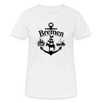 Bremen - Frauen T-Shirt atmungsaktiv - Weiß - Vorne - AI Model Female 172 dark (172cm)