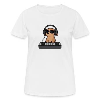 Niedlicher Hund als DJ am Mischpult Geschenk - Frauen T-Shirt atmungsaktiv - Weiß - Vorne - AI Model Female 172 dark (172cm)