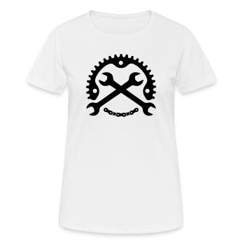 Mécanicien de moto – Logo du plateau - T-shirt respirant Femme - blanc - Devant - AI Model Female 172 dark (172cm)