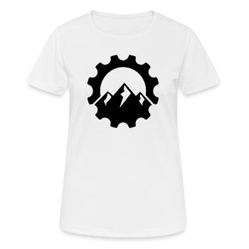 Plateau de montagne – Logo du vélo VTT - T-shirt respirant Femme - blanc - Devant - AI Model Female 172 dark (172cm)