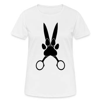 Hundepfote auf der Schere - Frauen T-Shirt atmungsaktiv - Weiß - Vorne - AI Model Female 172 dark (172cm)
