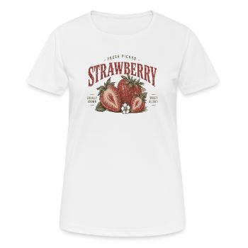 Vintage Erdbeer Label Druck - Frauen T-Shirt atmungsaktiv - Weiß - Vorne - AI Model Female 172 dark (172cm)