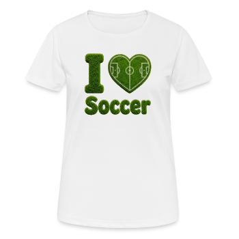 I Love Soccer Gras Herz Fußballfeld Design - Frauen T-Shirt atmungsaktiv - Weiß - Vorne - AI Model Female 172 dark (172cm)