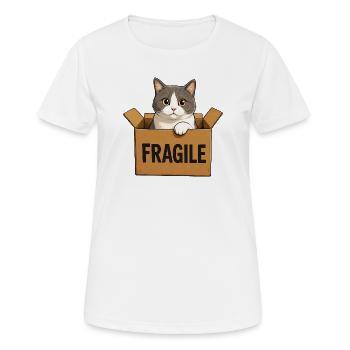 Katze im Karton - Frauen T-Shirt atmungsaktiv - Weiß - Vorne - AI Model Female 172 dark (172cm)