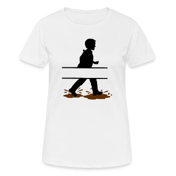 Wadloper Boy Custom – Divertissement dans la boue - T-shirt respirant Femme - blanc - Devant - AI Model Female 172 dark (172cm)