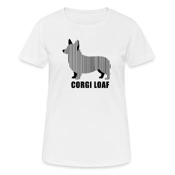 Corgi Loaf – Minimalist linear silhouette Hund - Frauen T-Shirt atmungsaktiv - Weiß - Vorne - AI Model Female 172 dark (172cm)