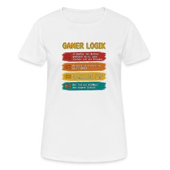 Gamer Logik Spruchband - Frauen T-Shirt atmungsaktiv - Weiß - Vorne - AI Model Female 172 dark (172cm)