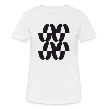 Motif d’orbite entrelacé - T-shirt respirant Femme - blanc - Devant - AI Model Female 172 dark (172cm)