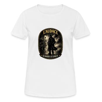 Audace Noire: Esprits et Ombres - T-shirt respirant Femme - blanc - Devant - AI Model Female 172 dark (172cm)