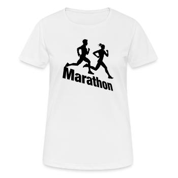 Duo de course – Marathon par équipes - T-shirt respirant Femme - blanc - Devant - AI Model Female 172 dark (172cm)