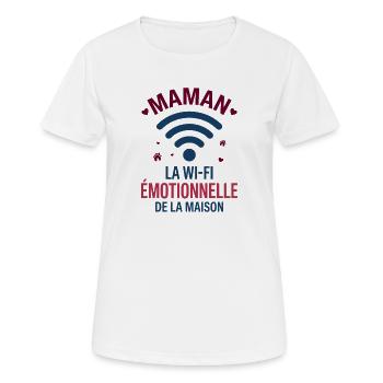 Maman La Wi-Fi Émotionnelle De La Maison - T-shirt respirant Femme - blanc - Devant - AI Model Female 172 dark (172cm)