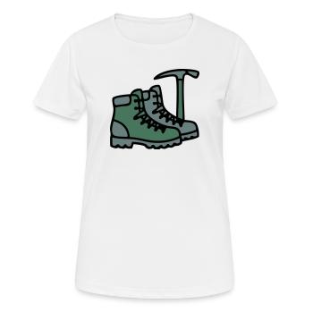 Wanderschuhe Eispickel Bergsteiger Alpen Wanderer - Frauen T-Shirt atmungsaktiv - Weiß - Vorne - AI Model Female 172 dark (172cm)