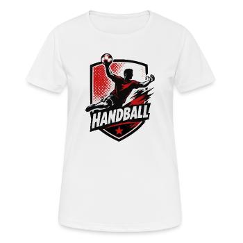 Handball Shield Motiv mit Ball - Frauen T-Shirt atmungsaktiv - Weiß - Vorne - AI Model Female 172 dark (172cm)