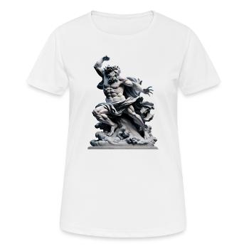 Zeus Sturmstatue – mythologische Kraft - Frauen T-Shirt atmungsaktiv - Weiß - Vorne - AI Model Female 172 dark (172cm)