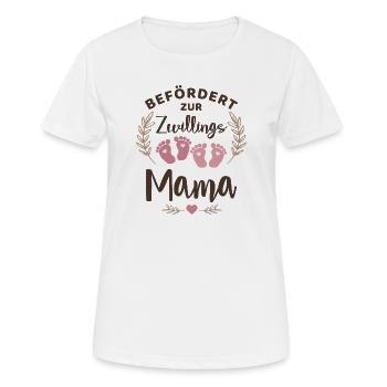 Befördert zur Zwillingsmama Mama von Zwillingen - Frauen T-Shirt atmungsaktiv - Weiß - Vorne - AI Model Female 172 dark (172cm)