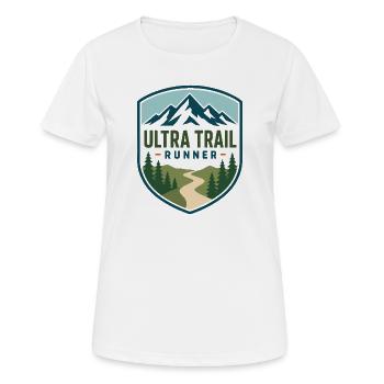 Ultra Trail Runner Mountain Shield - Frauen T-Shirt atmungsaktiv - Weiß - Vorne - AI Model Female 172 dark (172cm)