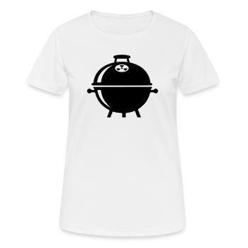 Kugelgrill Holzkohle Grillmeister BBQ Crew - Frauen T-Shirt atmungsaktiv - Weiß - Vorne - AI Model Female 172 dark (172cm)