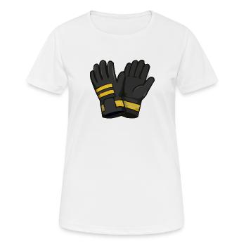 Schwarze Handschuhe mit Gelben Akzenten - Frauen T-Shirt atmungsaktiv - Weiß - Vorne - AI Model Female 172 dark (172cm)