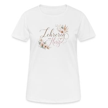 Lehrerin mit Herz!  - Frauen T-Shirt atmungsaktiv - Weiß - Vorne - AI Model Female 172 dark (172cm)