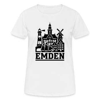 Emden Ostfriesland - Frauen T-Shirt atmungsaktiv - Weiß - Vorne - AI Model Female 172 dark (172cm)
