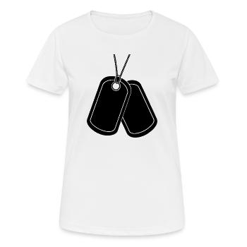 Plaque d’identité - T-shirt respirant Femme - blanc - Devant - AI Model Female 172 dark (172cm)