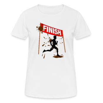 Mud Run Finisher Männer - Frauen T-Shirt atmungsaktiv - Weiß - Vorne - AI Model Female 172 dark (172cm)