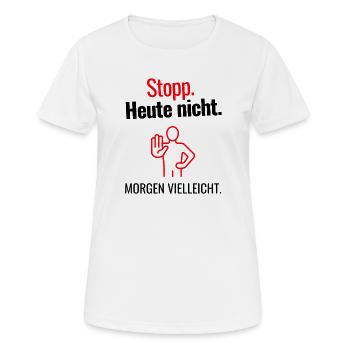 Stopp - Frauen T-Shirt atmungsaktiv - Weiß - Vorne - AI Model Female 172 dark (172cm)