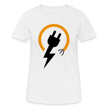 Logo d’électricien avec éclair et prise - T-shirt respirant Femme - blanc - Devant - AI Model Female 172 dark (172cm)