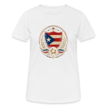 Puerto Rico Emblem Shield - Frauen T-Shirt atmungsaktiv - Weiß - Vorne - AI Model Female 172 dark (172cm)