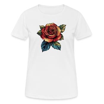 Rose Blume - Frauen T-Shirt atmungsaktiv - Weiß - Vorne - AI Model Female 172 dark (172cm)
