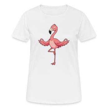 Un flamant rose faisant du yoga - T-shirt respirant Femme - blanc - Devant - AI Model Female 172 dark (172cm)