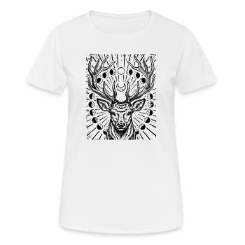 Phases de lune du cerf rouge Bois de cerf Astronomie - T-shirt respirant Femme - blanc - Devant - AI Model Female 172 dark (172cm)
