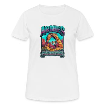 Arches Nationalpark Farbexplosion - Frauen T-Shirt atmungsaktiv - Weiß - Vorne - AI Model Female 172 dark (172cm)