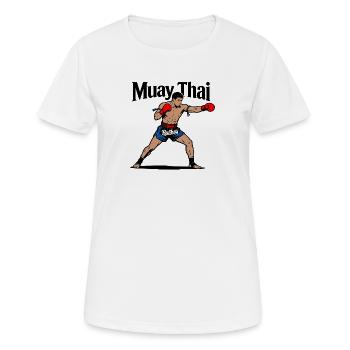 Muay Thai Kickboxen - Frauen T-Shirt atmungsaktiv - Weiß - Vorne - AI Model Female 172 dark (172cm)