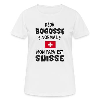 bébé bogosse normal papa suisse naissance - T-shirt respirant Femme - blanc - Devant - AI Model Female 172 dark (172cm)