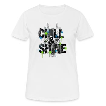 Limitierte Edition – CHILL & SHINE - Frauen T-Shirt atmungsaktiv - Weiß - Vorne - AI Model Female 172 dark (172cm)