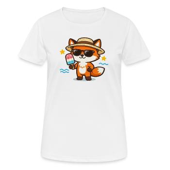 Sommerfuchs mit Hut und Eis - Frauen T-Shirt atmungsaktiv - Weiß - Vorne - AI Model Female 172 dark (172cm)