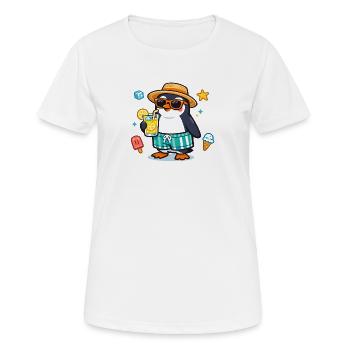 Sommer pinguin mit Drink - Frauen T-Shirt atmungsaktiv - Weiß - Vorne - AI Model Female 172 dark (172cm)