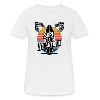 Surf Club Atlantique – Sunset & Palmiers - T-shirt respirant Femme - blanc - Devant - AI Model Female 172 dark (172cm)