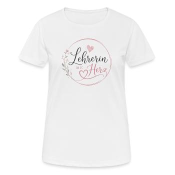 Lehrerin mit Herz!  - Frauen T-Shirt atmungsaktiv - Weiß - Vorne - AI Model Female 172 dark (172cm)