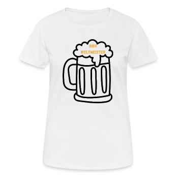 BIER WELTMEISTER – Bierkrug Design für echte Fans - Frauen T-Shirt atmungsaktiv - Weiß - Vorne - AI Model Female 172 dark (172cm)