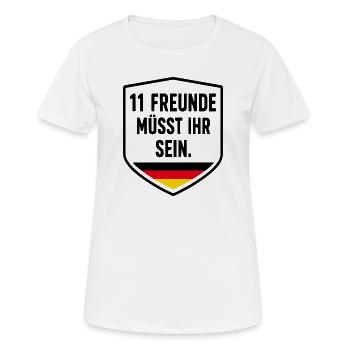 Deutschland Fußball Fan Teamgeist Elf Freunde - Frauen T-Shirt atmungsaktiv - Weiß - Vorne - AI Model Female 172 dark (172cm)