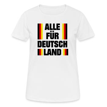 Alle für Deutschland - Frauen T-Shirt atmungsaktiv - Weiß - Vorne - AI Model Female 172 dark (172cm)
