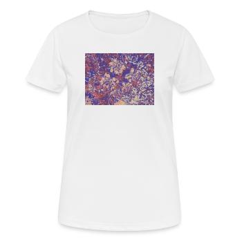 Psychedelische Blumen Neonprint - Frauen T-Shirt atmungsaktiv - Weiß - Vorne - AI Model Female 172 dark (172cm)