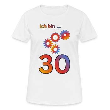 Ich bin 30: Bunte Getriebe-Kunst - Frauen T-Shirt atmungsaktiv - Weiß - Vorne - AI Model Female 172 dark (172cm)