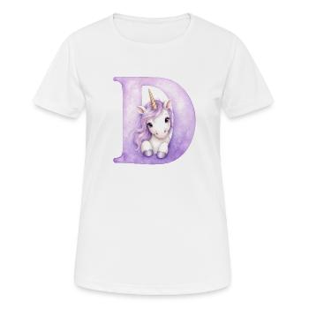 Lettre D Licorne Violette - T-shirt respirant Femme - blanc - Devant - AI Model Female 172 dark (172cm)