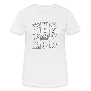 Katzen Gym-Motive: 9 Panels - Frauen T-Shirt atmungsaktiv - Weiß - Vorne - AI Model Female 172 dark (172cm)